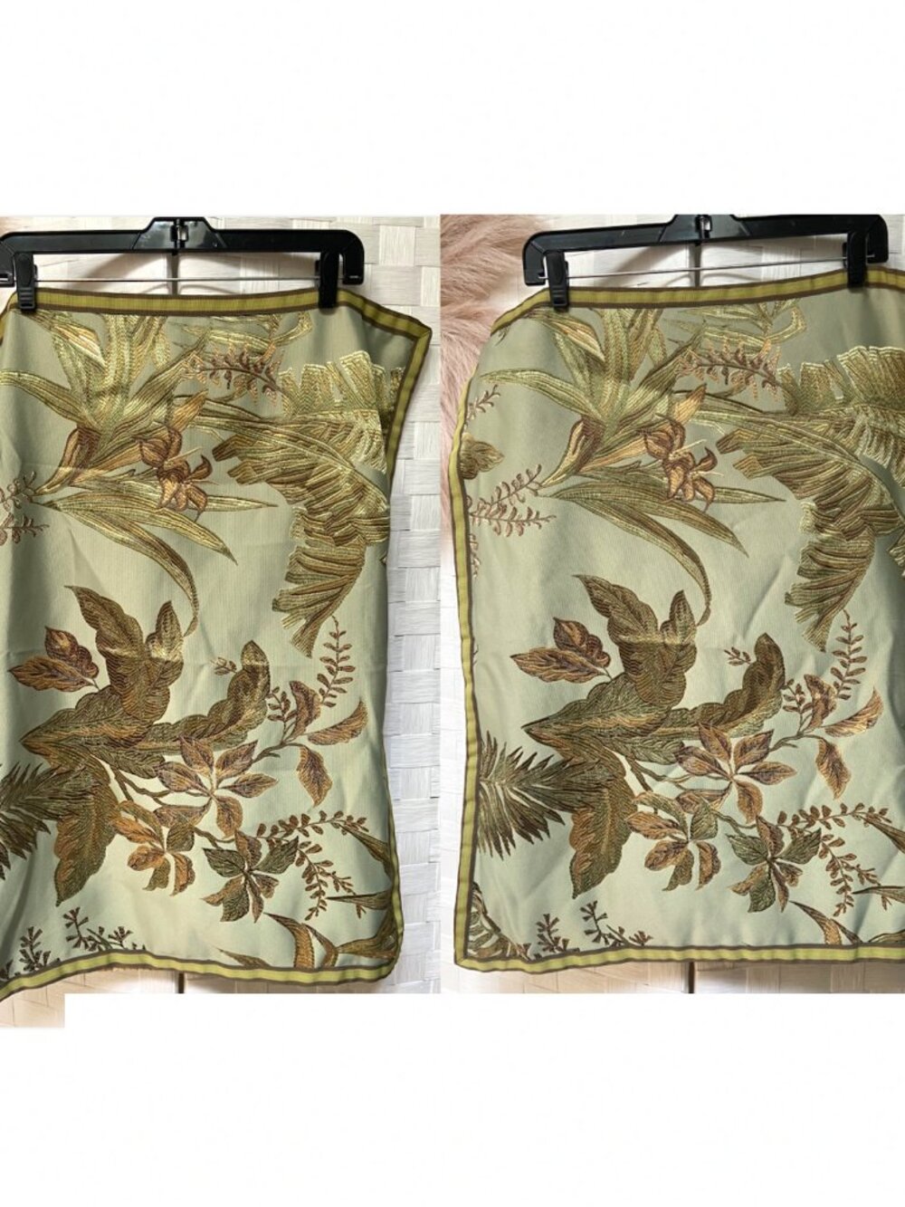 Raymond Waites Pillow Shams Pair Green Tropical Floral Botanical Cotton